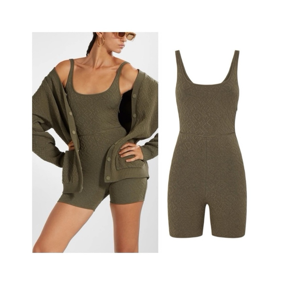Fendi x Skims Embossed Romper (Sz IT 36 / US 0) Illinois Green Logo Onesie